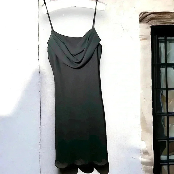 Vintage JUMP drapey black dress 9/10 - Picture 2 of 6